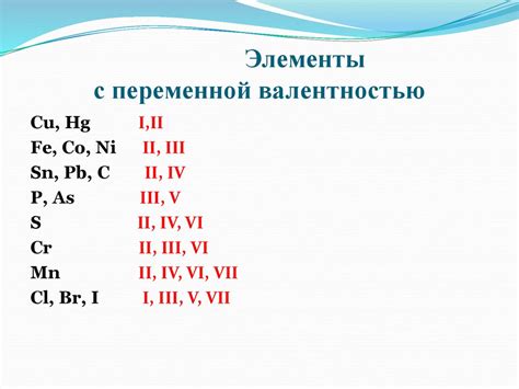 Особенности переменной валентности