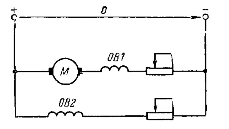 Принципиальная схема двигателя смешанного возбуждения