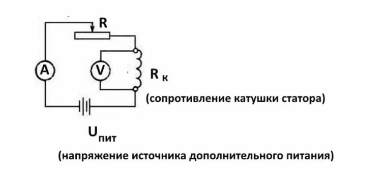 Схема измерения сопротивления обмоток